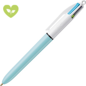 BIC® Penna a sfera a scatto 4 Colours Fun, Punta media 1 mm, Fusto Azzurro Pastello, Inchiostro 4 colori: Rosa, Viola, Turchese, Verde Lime BIC® Penna a sfera a scatto 4 Colours Fun, Punta media 1 mm, Fusto Azzurro Pastello, Inchiostro 4 colori: Rosa, Viola, Turchese, Verde Lime