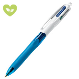 BIC® Penna a sfera a scatto 4 Colours Grip, Punta media 1 mm, Fusto Blu con grip in gomma, Inchiostro 4 colori: Nero, Blu, Rosso, Verde BIC® Penna a sfera a scatto 4 Colours Grip, Punta media 1 mm, Fusto Blu con grip in gomma, Inchiostro 4 colori: Nero, Blu, Rosso, Verde