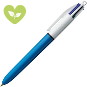 BIC® Penna a sfera a scatto 4 Colours Original, Punta media 1 mm, Fusto blu, 4 colori: nero, blu, rosso, verde