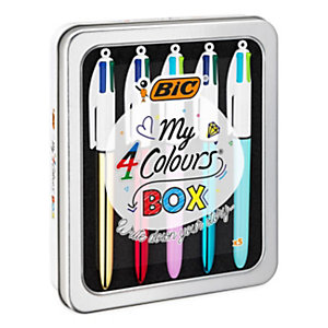 BIC® Penna a sfera a scatto 4 Colours Shine e Fun, Punta media 1 mm, Inchiostro in colori assortiti (confezione 5 pezzi)