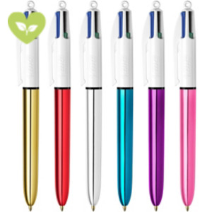 BIC® Penna a sfera a scatto 4 Colours Shine, Punta media 1 mm, Fusto effetto metallizzato in colori assortiti, Inchiostro 4 colori: Nero, Blu, Rosso, Verde (confezione 12 pezzi) BIC® Penna a sfera a scatto 4 Colours Shine, Punta media 1 mm, Fusto effetto metallizzato in colori assortiti, Inchiostro 4 colori: Nero, Blu, Rosso, Verde (confezione 12 pezzi)