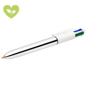 BIC® Penna a sfera a scatto 4 Colours Shine, Punta media da 1 mm, Fusto Argento con effetto metallizzato, Inchiostro 4 colori: Nero, Blu, Rosso, Verde BIC® Penna a sfera a scatto 4 Colours Shine, Punta media da 1 mm, Fusto Argento con effetto metallizzato, Inchiostro 4 colori: Nero, Blu, Rosso, Verde