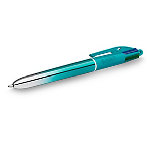 BIC® Penna a sfera a scatto 4 Colours Smooth, Punta media 1 mm, Fusto Verde Acqua Metallizzato, Inchiostro scorrevole 4 colori: Nero, Blu, Rosso, Verde BIC® Penna a sfera a scatto 4 Colours Smooth, Punta media 1 mm, Fusto Verde Acqua Metallizzato, Inchiostro scorrevole 4 colori: Nero, Blu, Rosso, Verde
