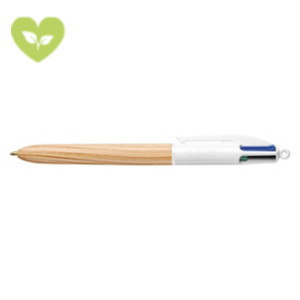 BIC® Penna a sfera a scatto 4 Colours Wood Style, Punta media 1 mm, Fusto effetto legno naturale, Inchiostro 4 colori: Nero, Blu, Rosso, Verde BIC® Penna a sfera a scatto 4 Colours Wood Style, Punta media 1 mm, Fusto effetto legno naturale, Inchiostro 4 colori: Nero, Blu, Rosso, Verde