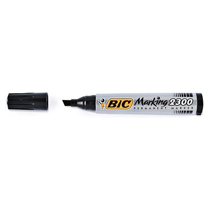 BIC permanent marker pens, black, chisel tip, pack of 12 - 1