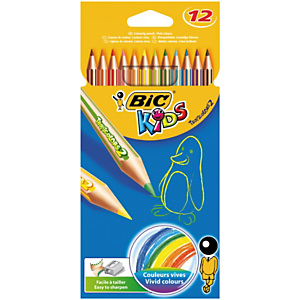 BIC® Lápices de colores Kids™ Tropicolors, cuerpos hexagonales, colores de minas variados