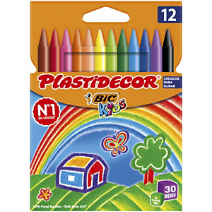 BIC® Plastidecor Ceras de colores, 12 colores