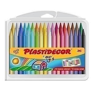 BIC® Plastidecor Ceras de colores, Estuche de 36, colores surtidos