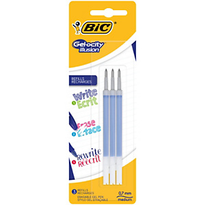 BIC® Recharge d'encre pour roller gel effaçable Gelocity ILLUSION, pointe moyenne 0,7 mm - Bleu BIC® Recharge d'encre pour roller gel effaçable Gelocity ILLUSION, pointe moyenne 0,7 mm - Bleu