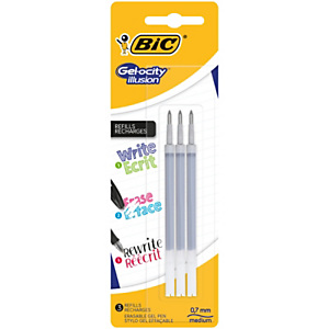 BIC® Recharge d'encre pour roller gel effaçable Gelocity ILLUSION, pointe moyenne 0,7 mm - Noir BIC® Recharge d'encre pour roller gel effaçable Gelocity ILLUSION, pointe moyenne 0,7 mm - Noir