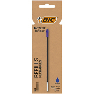 BIC Refill per penna a sfera Cristal Re'New, Blu (astuccio 3 pezzi) BIC Refill per penna a sfera Cristal Re'New, Blu (astuccio 3 pezzi)