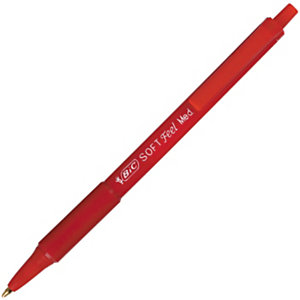 BIC® SOFTFeel Clic Penna a sfera a scatto, Punta media, Fusto rosso con grip, Inchiostro rosso (confezione 12 pezzi)