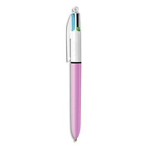 BIC Stylo bille 4 couleurs rétractables Fun. Pointe Moyenne (1,0 mm). Corps Lilas. Encres Fantaisie BIC Stylo bille 4 couleurs rétractables Fun. Pointe Moyenne (1,0 mm). Corps Lilas. Encres Fantaisie