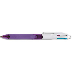 BIC Stylo bille 4 couleurs rétractables avec grip Fashion. Pointe Moyenne. Corps Mauve. Encres Fantaisie BIC Stylo bille 4 couleurs rétractables avec grip Fashion. Pointe Moyenne. Corps Mauve. Encres Fantaisie