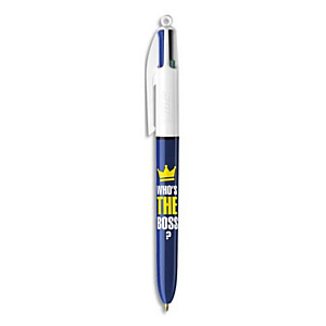 BIC Stylo bille 4 couleurs rétractables Message. Pointe Moyenne (1,0 mm). Décors « Who's The Boss » BIC Stylo bille 4 couleurs rétractables Message. Pointe Moyenne (1,0 mm). Décors « Who's The Boss »