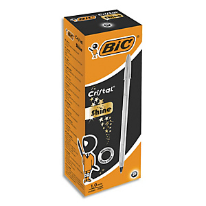 BIC Stylo bille Cristal Original Shine. Pointe Moyenne (1,0 mm) - Encre Noire et Corps Argent BIC Stylo bille Cristal Original Shine. Pointe Moyenne (1,0 mm) - Encre Noire et Corps Argent