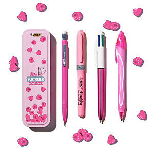 BIC® Summer Fruit Pink Collection Limited Edition Lampone, Astuccio in Metallo 4 pezzi