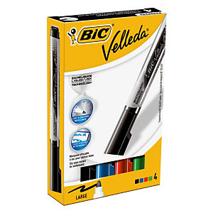 BiC Velleda Liquid Ink Tank Marqueur effaçable tableau blanc pointe ogive 5 mm - Pochette 4 couleurs