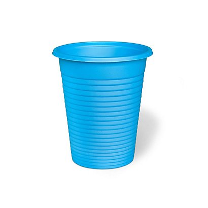 Bicchiere colorato monouso in Mater-Bi, Bio e Compostabile, Capacità 200  cc, Azzurro (confezione 50 pezzi)