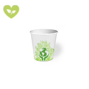 Bicchiere monouso in cartoncino Think Bio Green, Biodegradabile e Compostabile, Capacità 115 ml (confezione 1.200 pezzi)