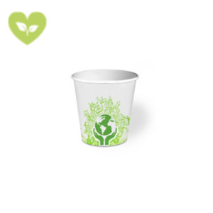Bicchiere monouso in cartoncino Think Bio Green, Biodegradabile e Compostabile, Capacità 115 ml (confezione 50 pezzi)