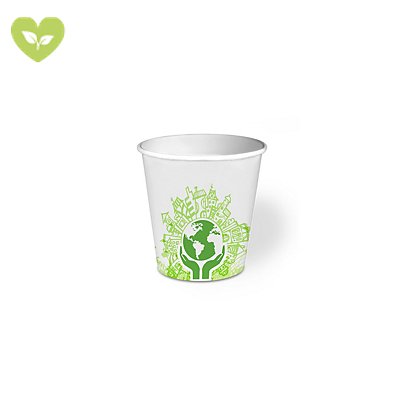 Bicchiere monouso in cartoncino Think Bio Green, Biodegradabile e Compostabile, Capacità 115 ml (confezione 50 pezzi)