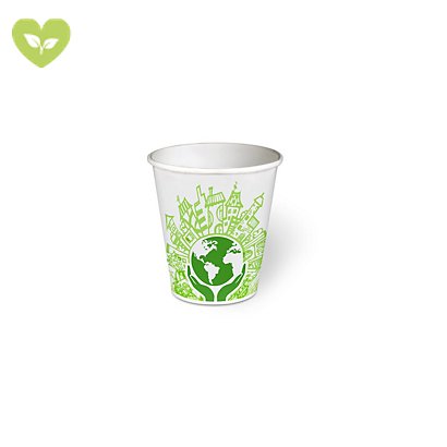 Bicchiere monouso in cartoncino Think Bio Green, Biodegradabile e Compostabile, Capacità 160 ml (confezione 50 pezzi)