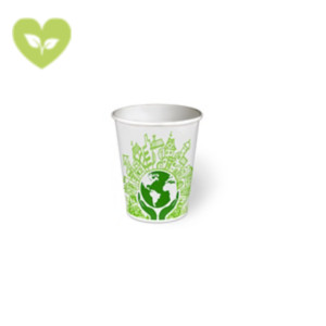 Bicchiere monouso in cartoncino Think Bio Green, Biodegradabile e Compostabile, Capacità 185 ml (confezione 50 pezzi)