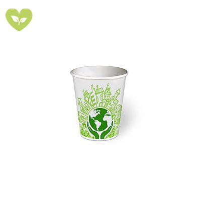 Bicchiere monouso in cartoncino Think Bio Green, Biodegradabile e Compostabile, Capacità 185 ml (confezione 50 pezzi)
