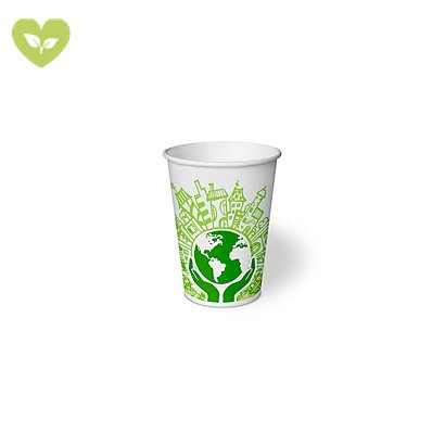 Bicchiere monouso in cartoncino Think Bio Green, Biodegradabile e Compostabile, Capacità 270 ml (confezione 1.000 pezzi)