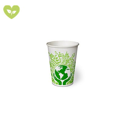 Bicchiere monouso in cartoncino Think Bio Green, Biodegradabile e Compostabile, Capacità 432 ml (confezione 20 pezzi)