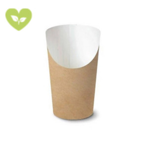 Bicchiere porta fritto Maxi monouso in cartoncino, 8,4 x 6,5 x 14,4 cm, Avana (confezione 1400 pezzi) Bicchiere porta fritto Maxi monouso in cartoncino, 8,4 x 6,5 x 14,4 cm, Avana (confezione 1400 pezzi)