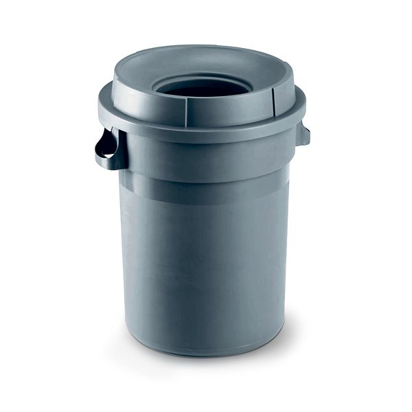 Bidone gettacarte grigio capacità 80 litri senza coperchio - 3