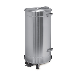 Bidone spazzatura con ruote in acciaio inox capacità 90 litri Bidone spazzatura con ruote in acciaio inox capacità 90 litri