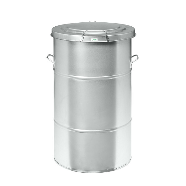 Bidone spazzatura grigio in metallo galvanizzato capacità 160 litri - 1