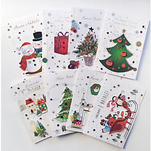 Biglietto Auguri di Natale con applicazioni, 120 x 180 mm, Soggetti natalizi assortiti (confezione 8 pezzi) Biglietto Auguri di Natale con applicazioni, 120 x 180 mm, Soggetti natalizi assortiti (confezione 8 pezzi)