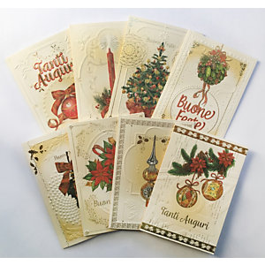Biglietto Auguri di Natale serie "Classic", 120 x 180 mm, Soggetti natalizi assortiti (confezione 8 pezzi)