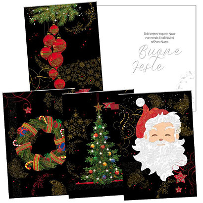 Biglietto Natale con fondo nero e immagini in rilievo, 12 ... Biglietto Natale con fondo nero e immagini in rilievo, 12 ...