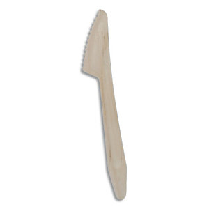 BIOWARE HUHTAMAKI Sachet de 250 Couteaux en bois, Longueur 16,5 cm