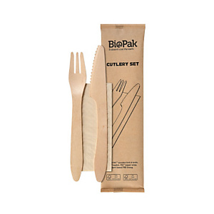 Bis posate, forchetta e coltello in legno di betulla con tovagliolo (confezione 400 pezzi) Bis posate, forchetta e coltello in legno di betulla con tovagliolo (confezione 400 pezzi)