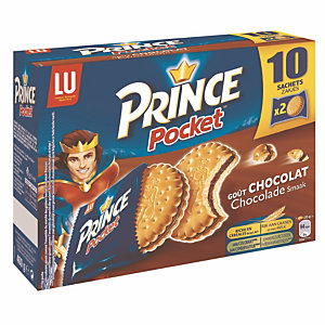 Biscuits Prince Pocket LU au chocolat, boîte de 10 sachets