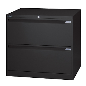 Bisley Classificatore in metallo ad alta capacità, 2 cassetti, Nero Bisley Classificatore in metallo ad alta capacità, 2 cassetti, Nero