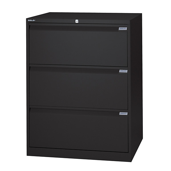 Bisley Classificatore in metallo ad alta capacità, 3 cassetti, Nero
