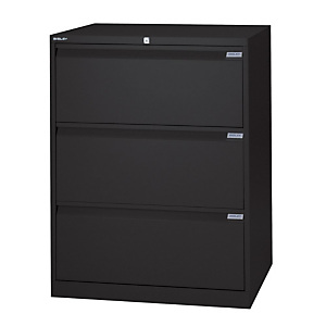 Bisley Classificatore in metallo ad alta capacità, 3 cassetti, Nero Bisley Classificatore in metallo ad alta capacità, 3 cassetti, Nero