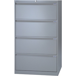 Bisley Classificatore in metallo ad alta capacità, 4 cassetti, Grigio Bisley Classificatore in metallo ad alta capacità, 4 cassetti, Grigio