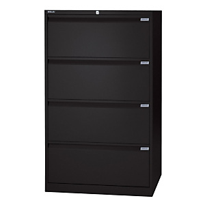 Bisley Classificatore in metallo ad alta capacità, 4 cassetti, Nero Bisley Classificatore in metallo ad alta capacità, 4 cassetti, Nero