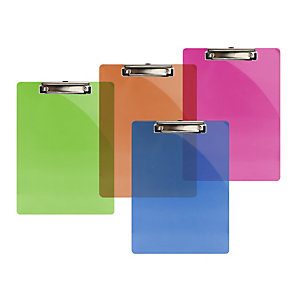 Bismark Tabla de pinza portapapeles, A4, plástico, translúcido, colores surtidos