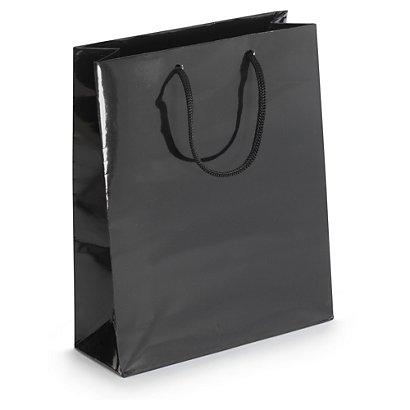 Black gloss laminated custom printed bags - 180x220x65mm - 1 colour, 2 sides