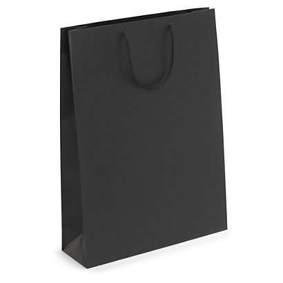 Black matt laminated custom printed bags - 180x220x65mm - 2 colours, 1 side