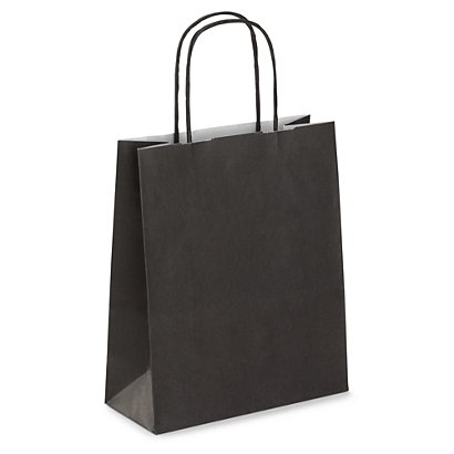 Black mini kraft custom printed bags - 180x220x80mm - 2 colour, 2 sides